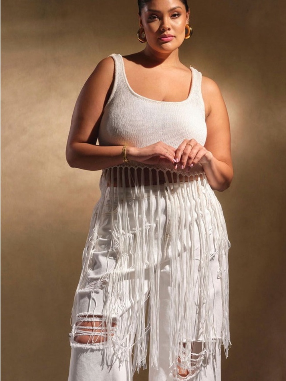 Eloquii Crochet Fringe Tank